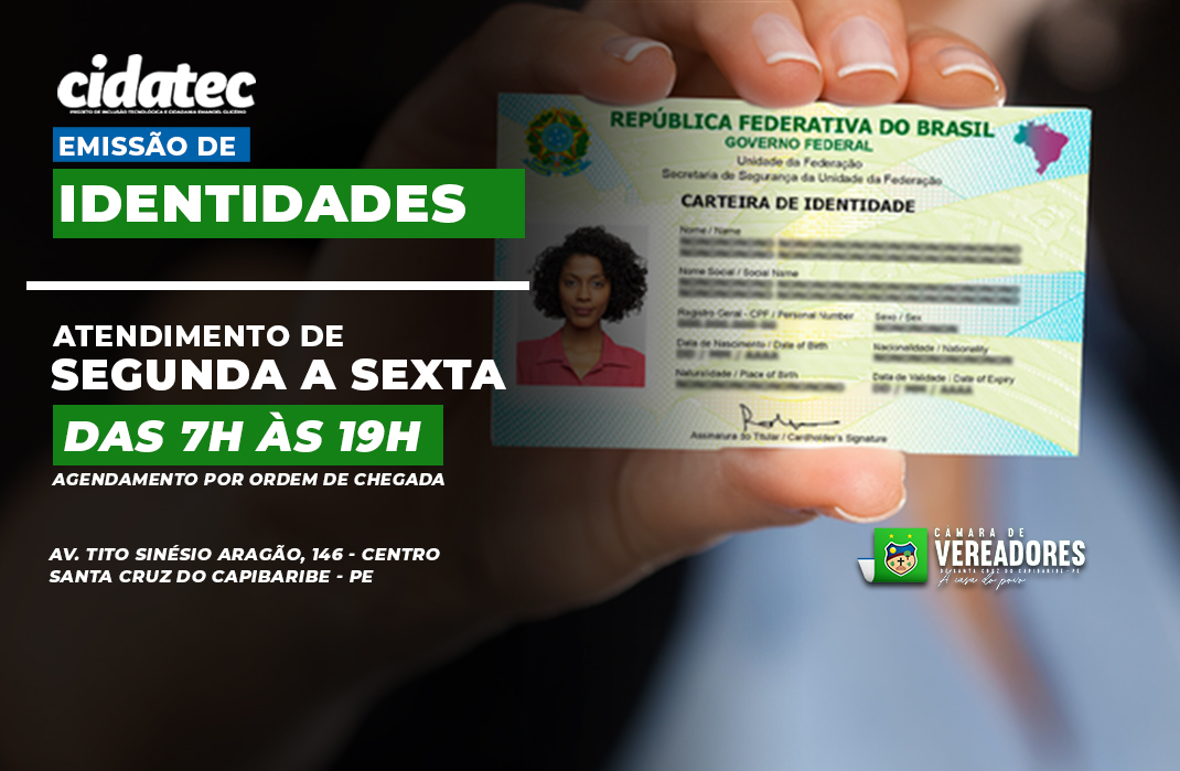 Câmara oferece serviço de emissão de identidades em seu anexo (CIDATEC)